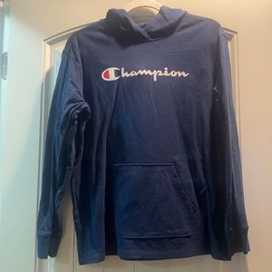 EUC CHAMPION HOODED LONG SLEEVE TEE
